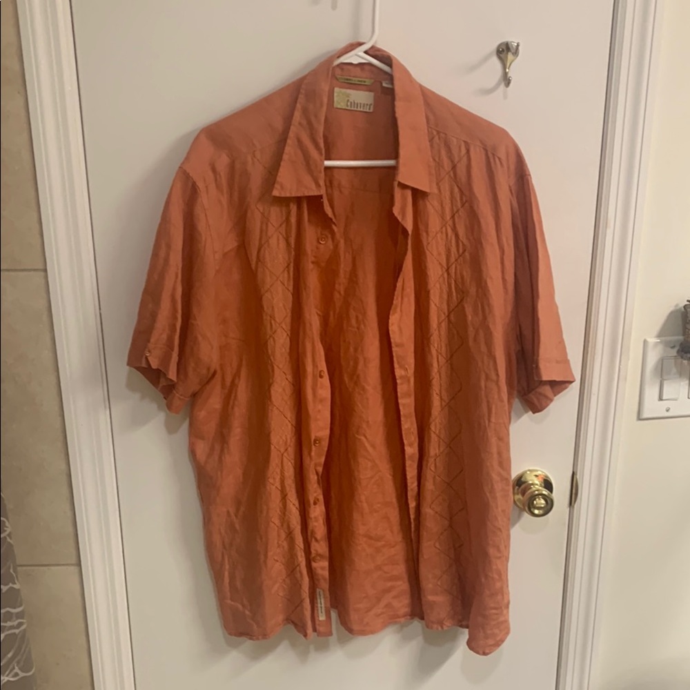 Cubavera Burnt Orange Casual Shirt in Sz XL-100% Linen